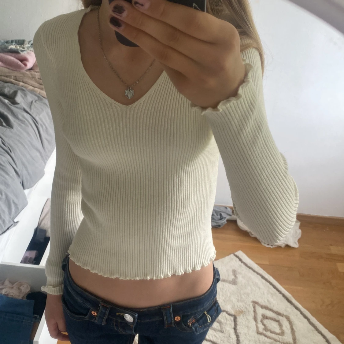 Vit ribbad tröja från Vero Moda - 93