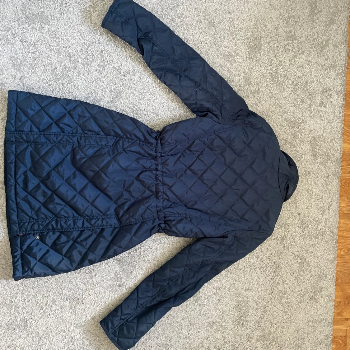 Blå lång vinterridjacka  - 90