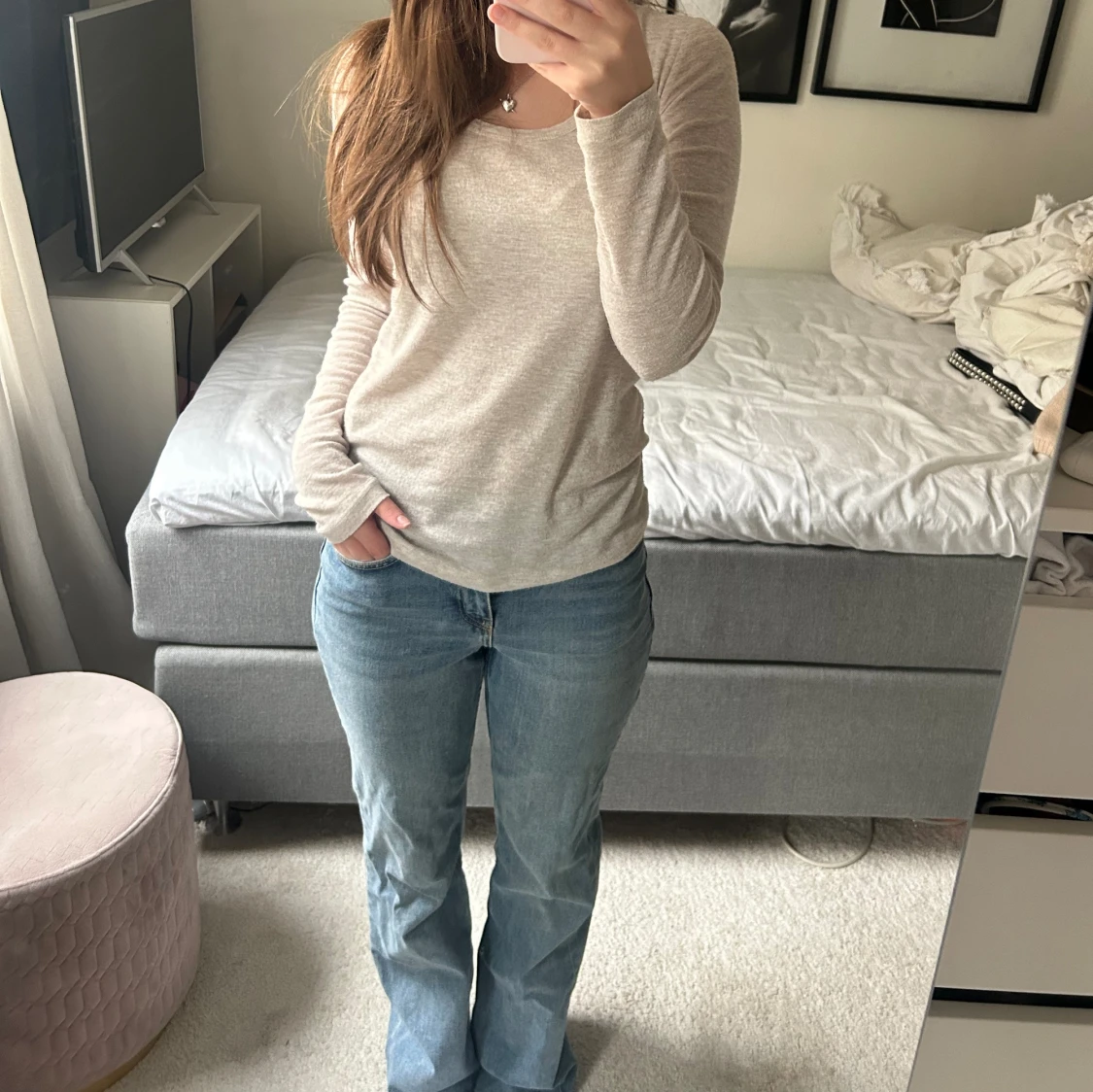 Ljusblå utsvängda jeans💕 - 91