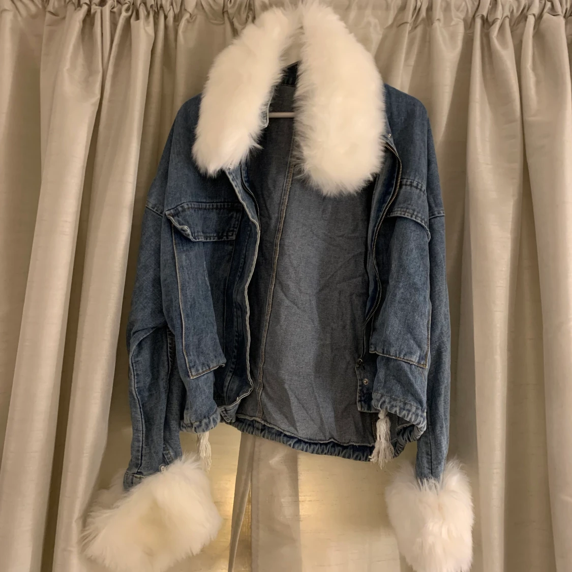 Jeansjacka med fake päls - 91