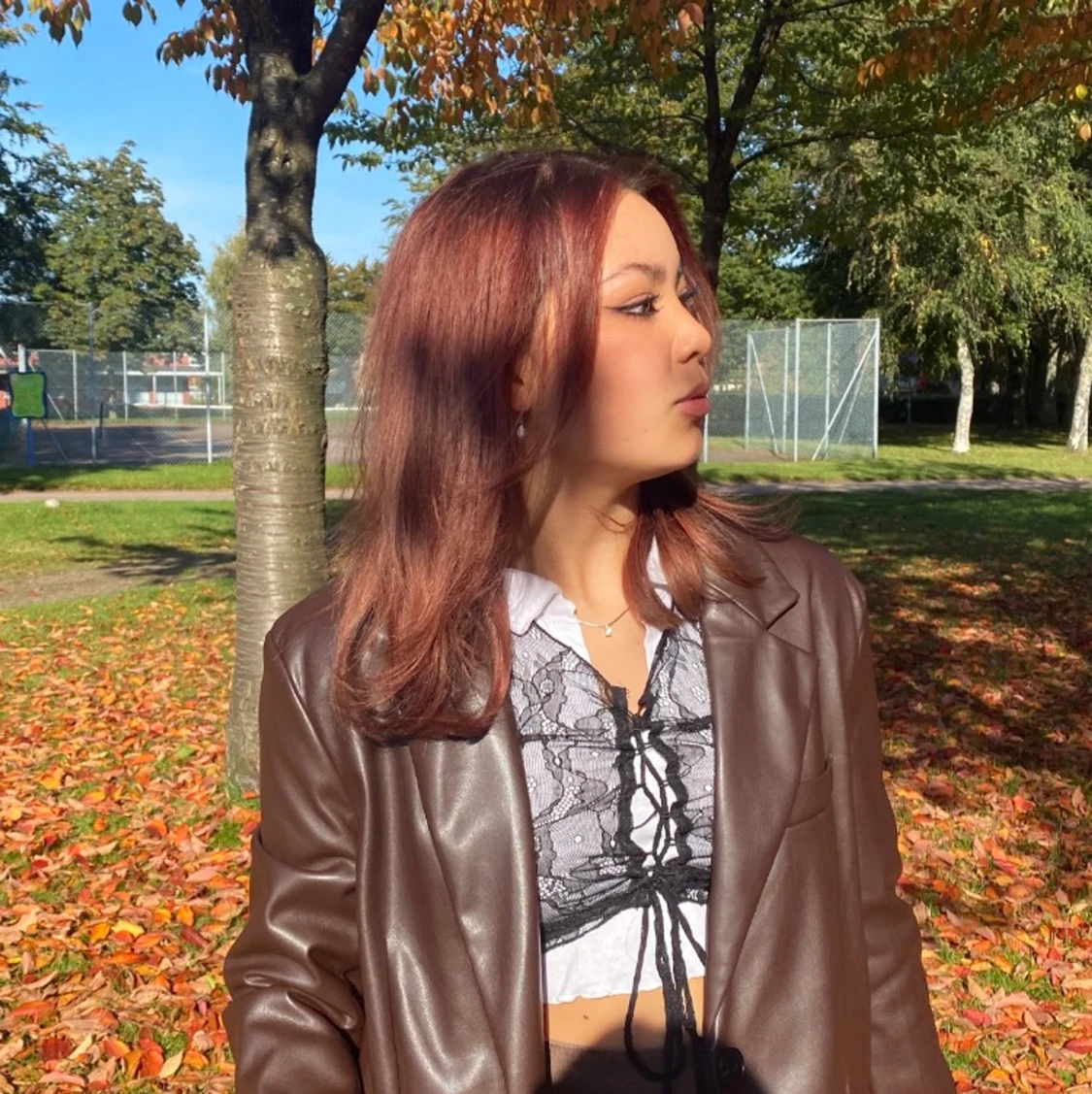 Brun Skinnjakka (M) - 90