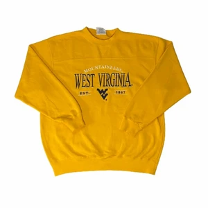 West Virginia Mountaineers sweatshirt - Vintage sweatshirt med broderat tryck i riktigt snygg gul färg. Prutbar