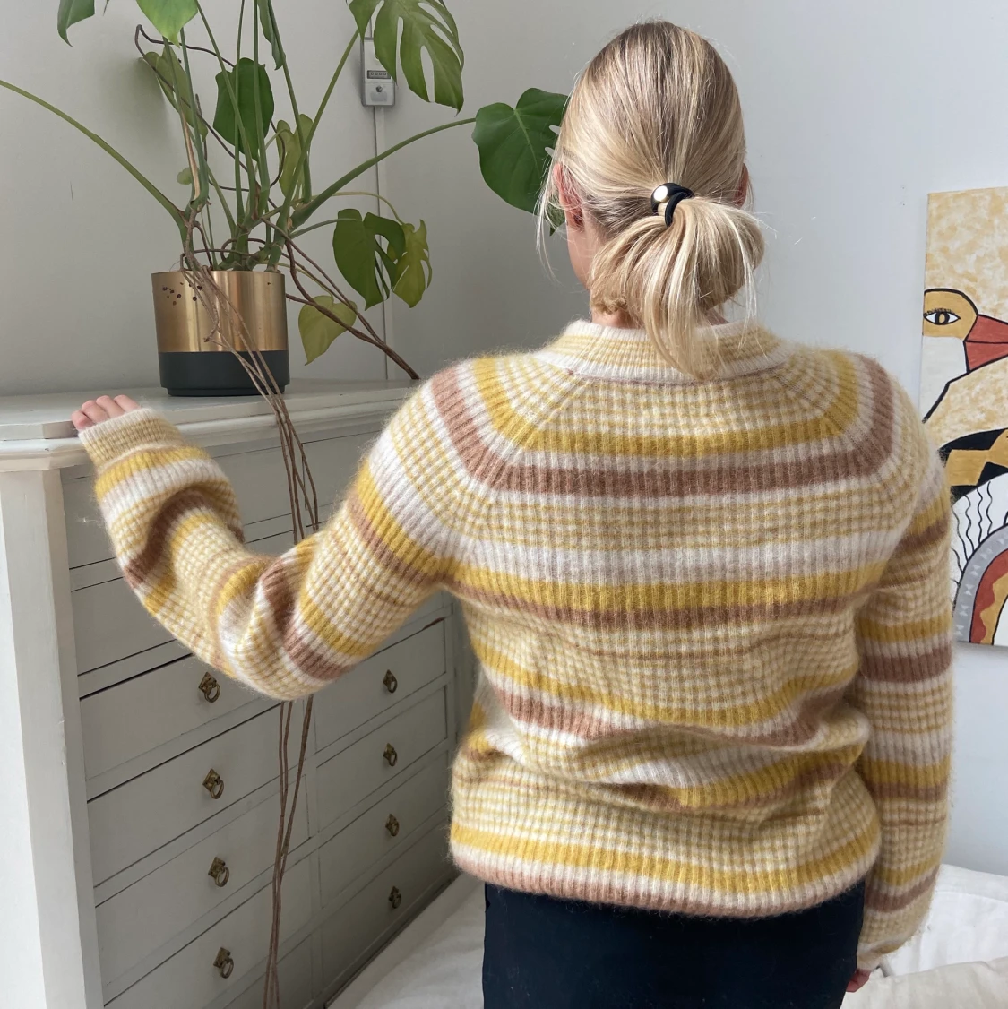 Stickad randig tröja  - 90