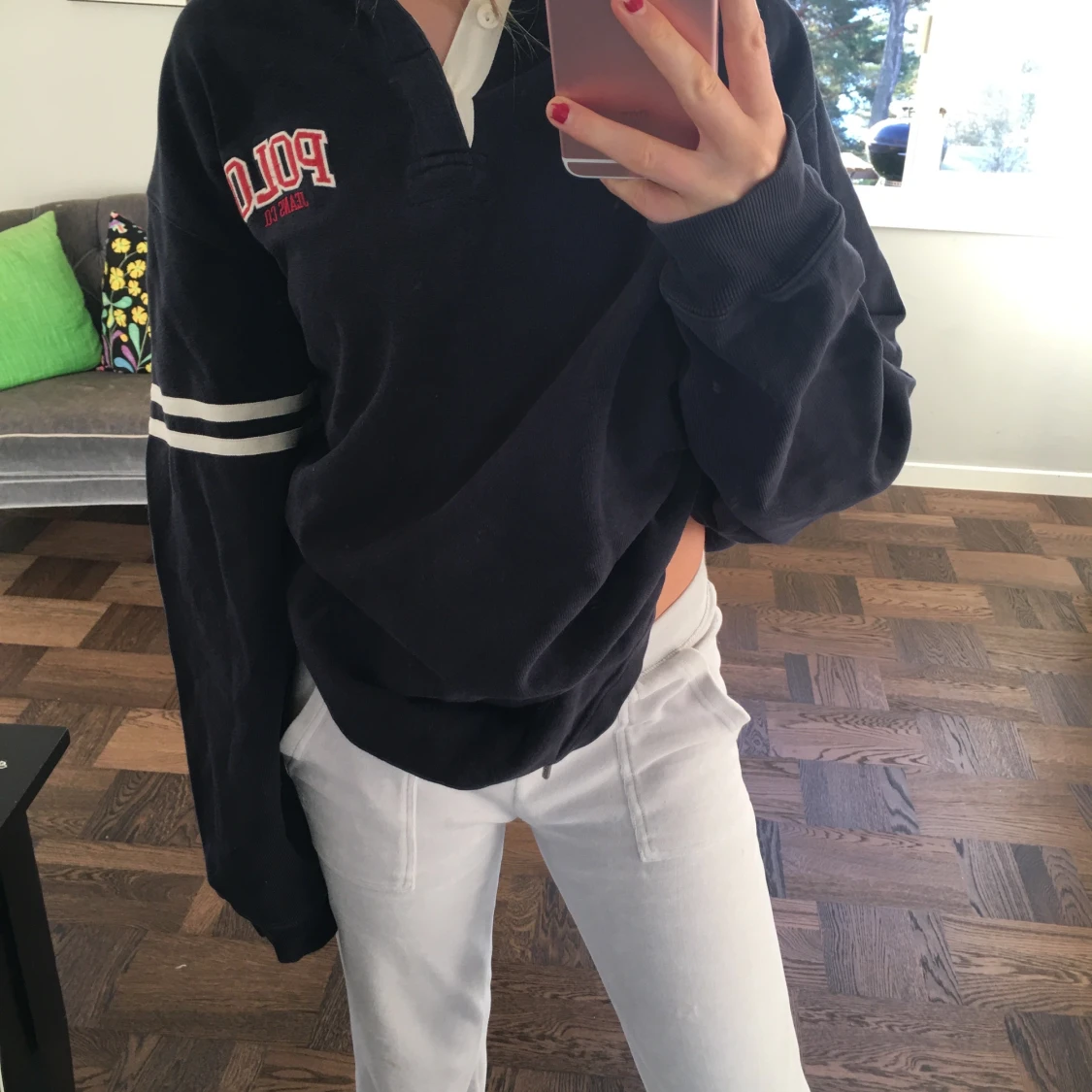 Marinblå tjock tröja  - 90