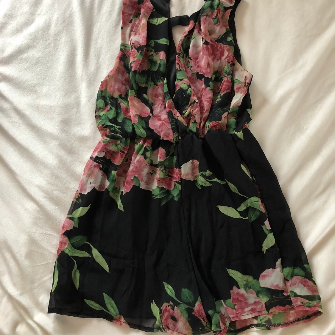 Blommig byxdress - 90