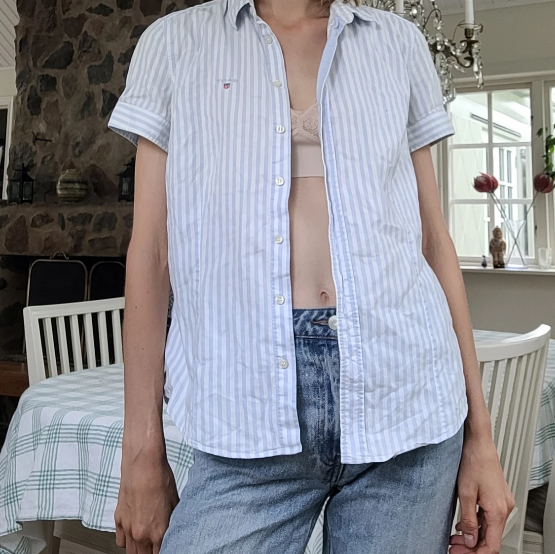 Blårandig korta från Gant - 90