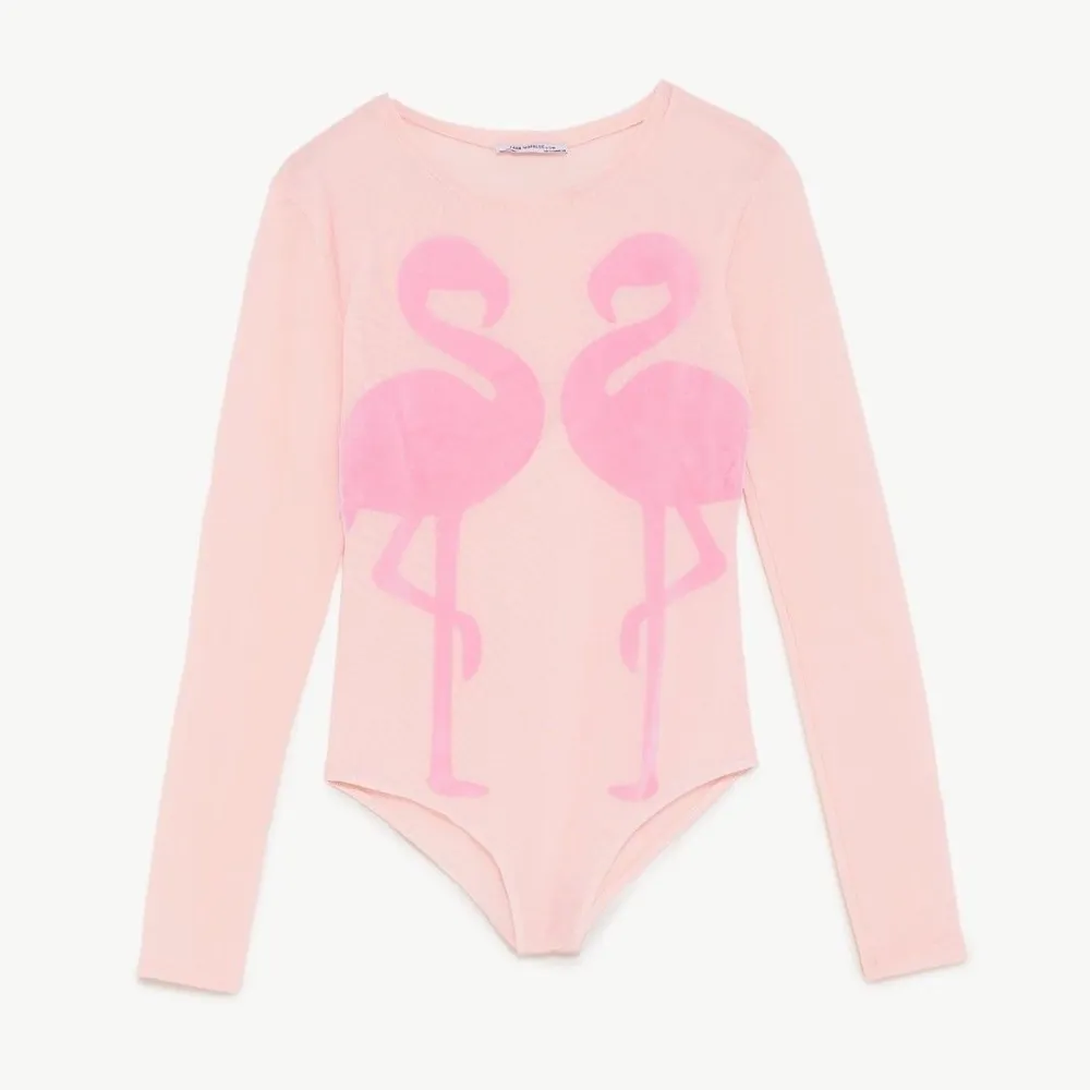 Zara pink flamingo mesh bodysuit. New with tags Size S  Pick up available in Kungsholmen  Please check out my other items! :) . Blusar.