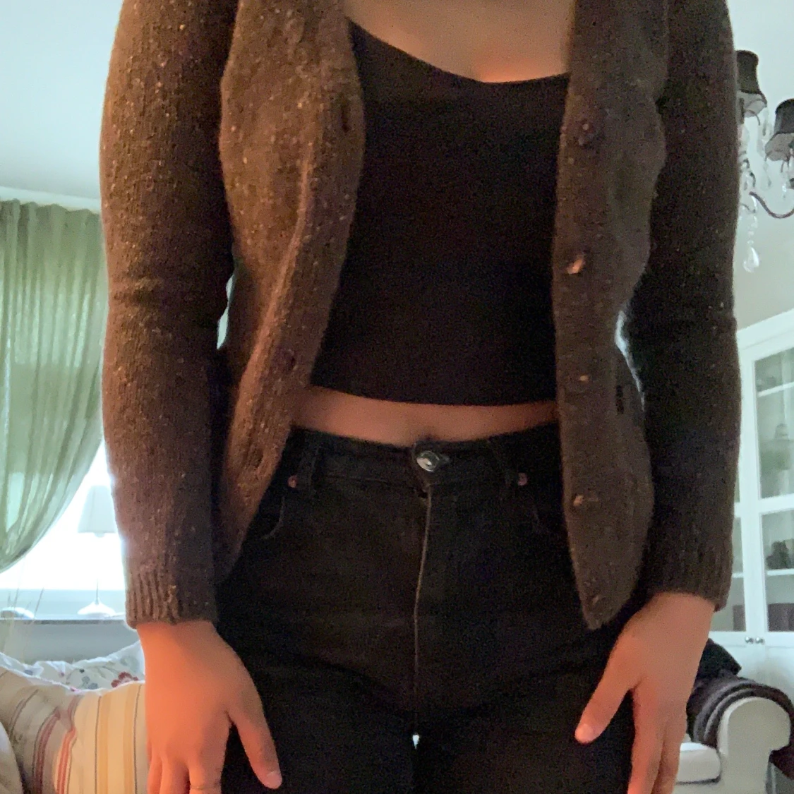 Stickad brun kofta från Massimo dutti