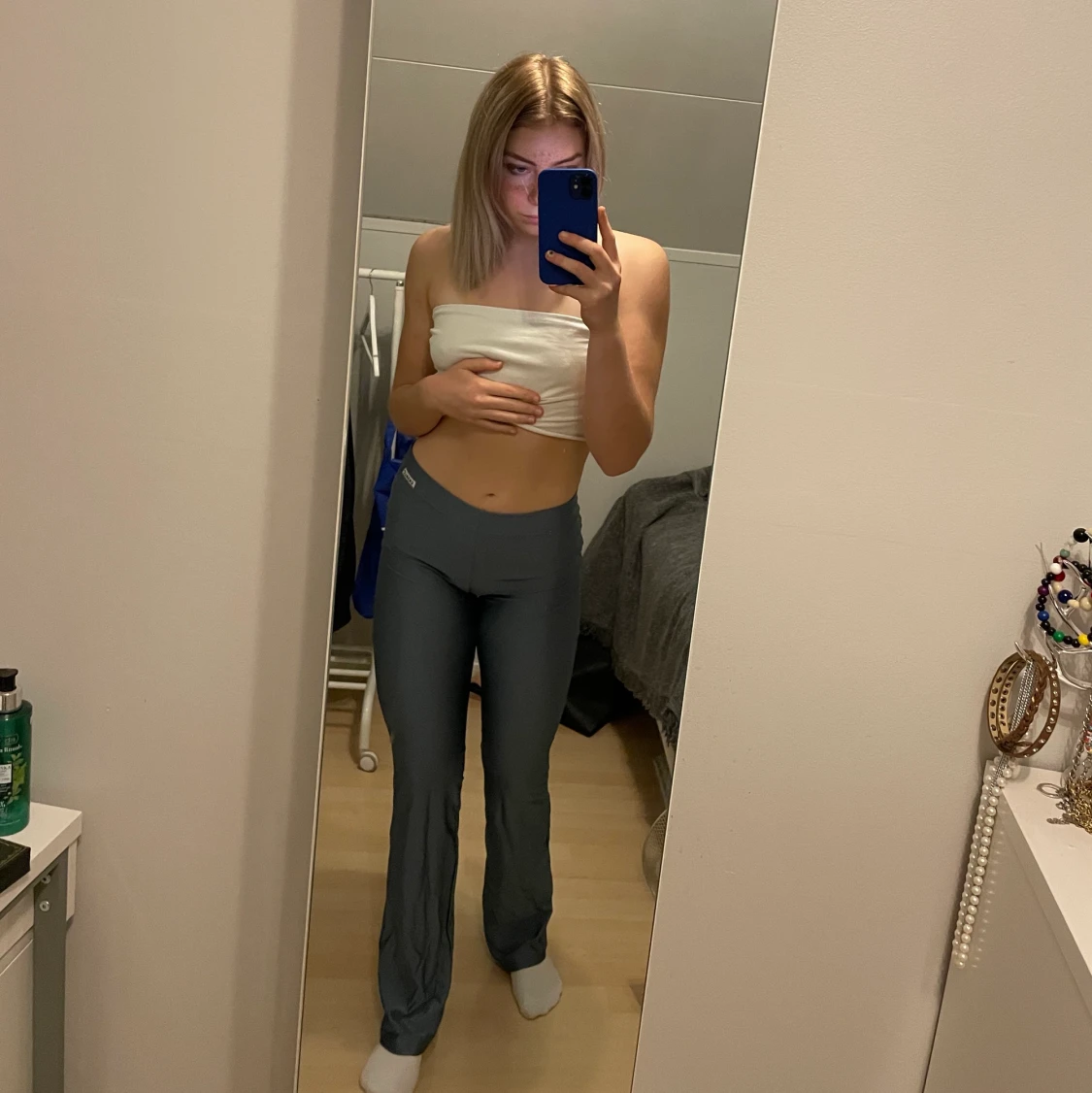 Blå gröna träningsthights