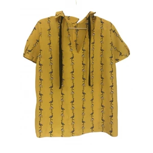 Zara yellow blouse with birds - Yellow blouse with bird print and neck tie from Zara. Perfect condition, no signs of wear.