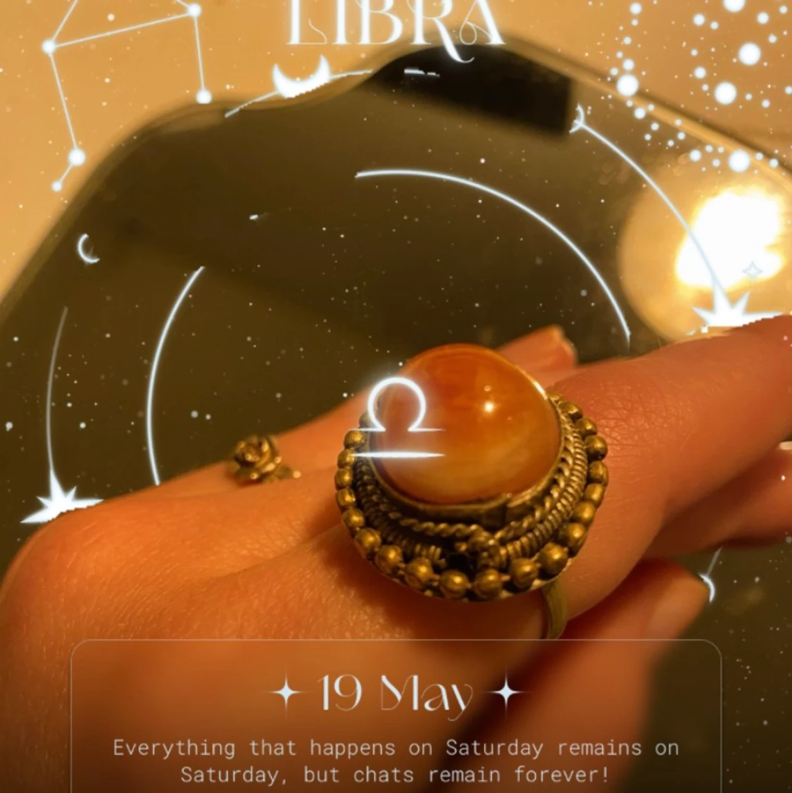 Antik ring med orange sten