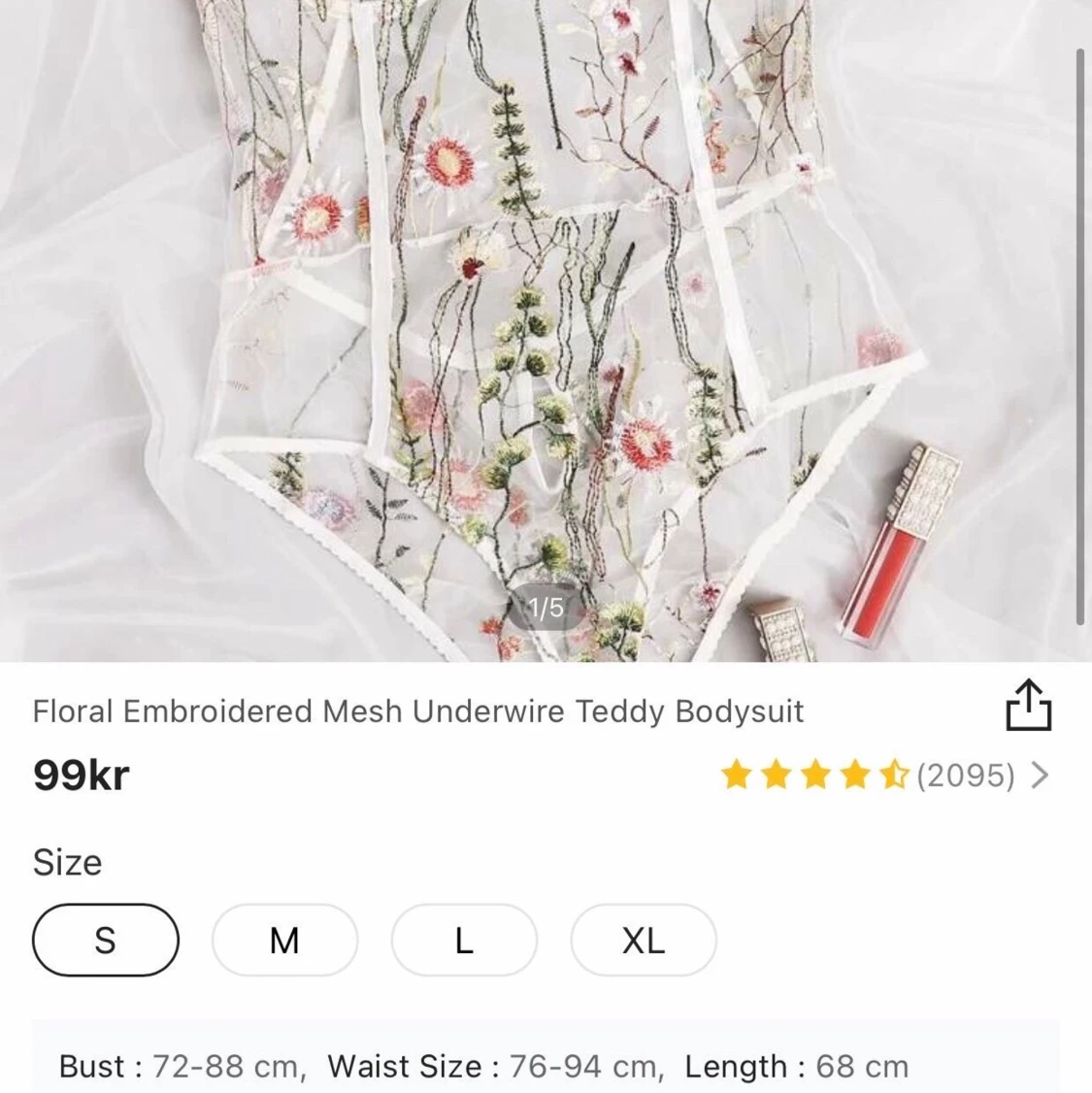 Floral Embroidered Mesh Underwire Teddy Bodysuit - 91