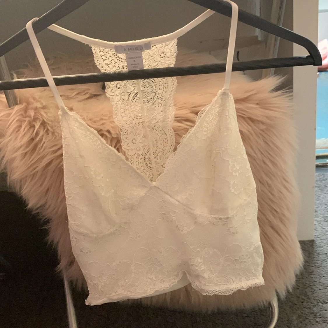 Vit magtröja ish topp 