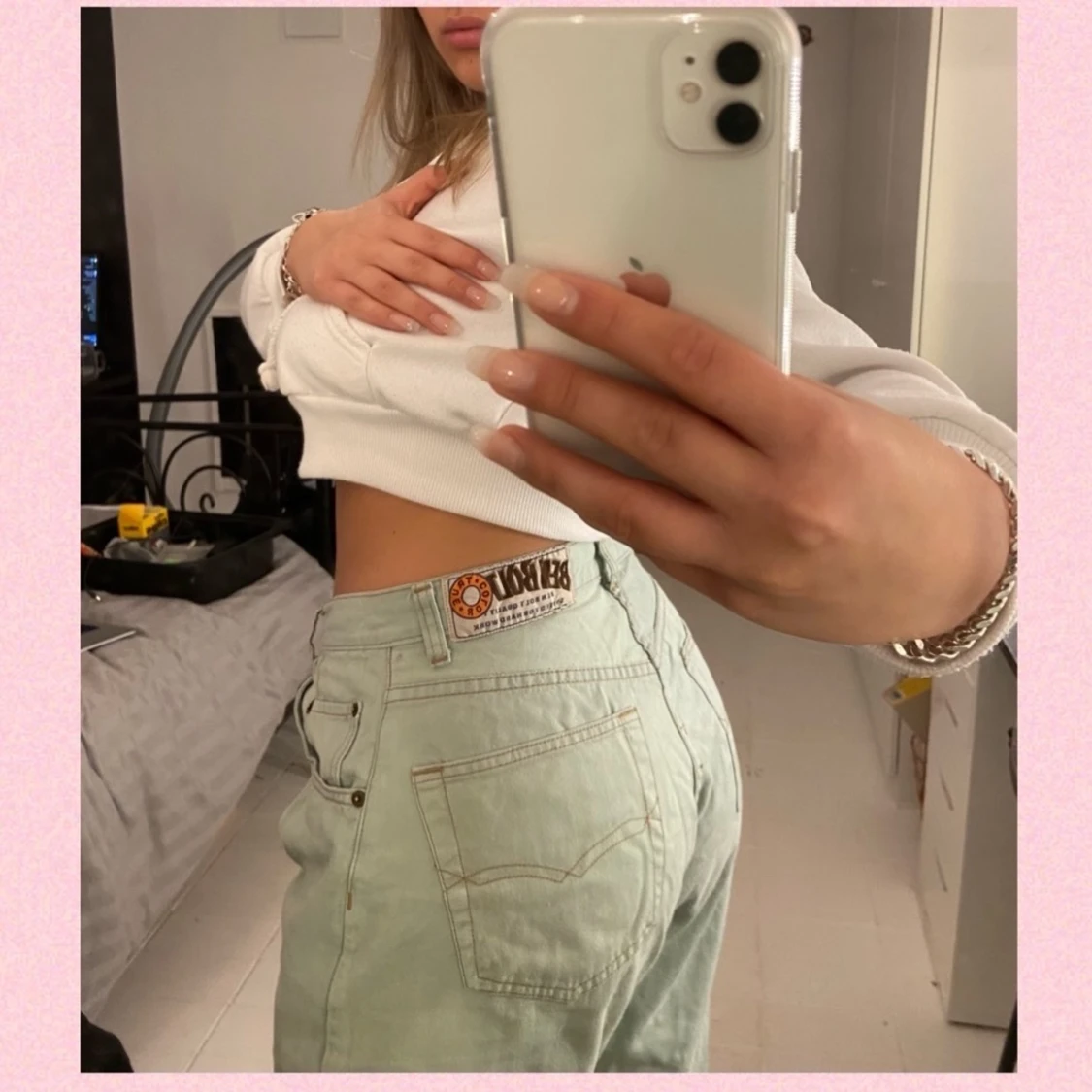 Mintgröna Jeans  - 90