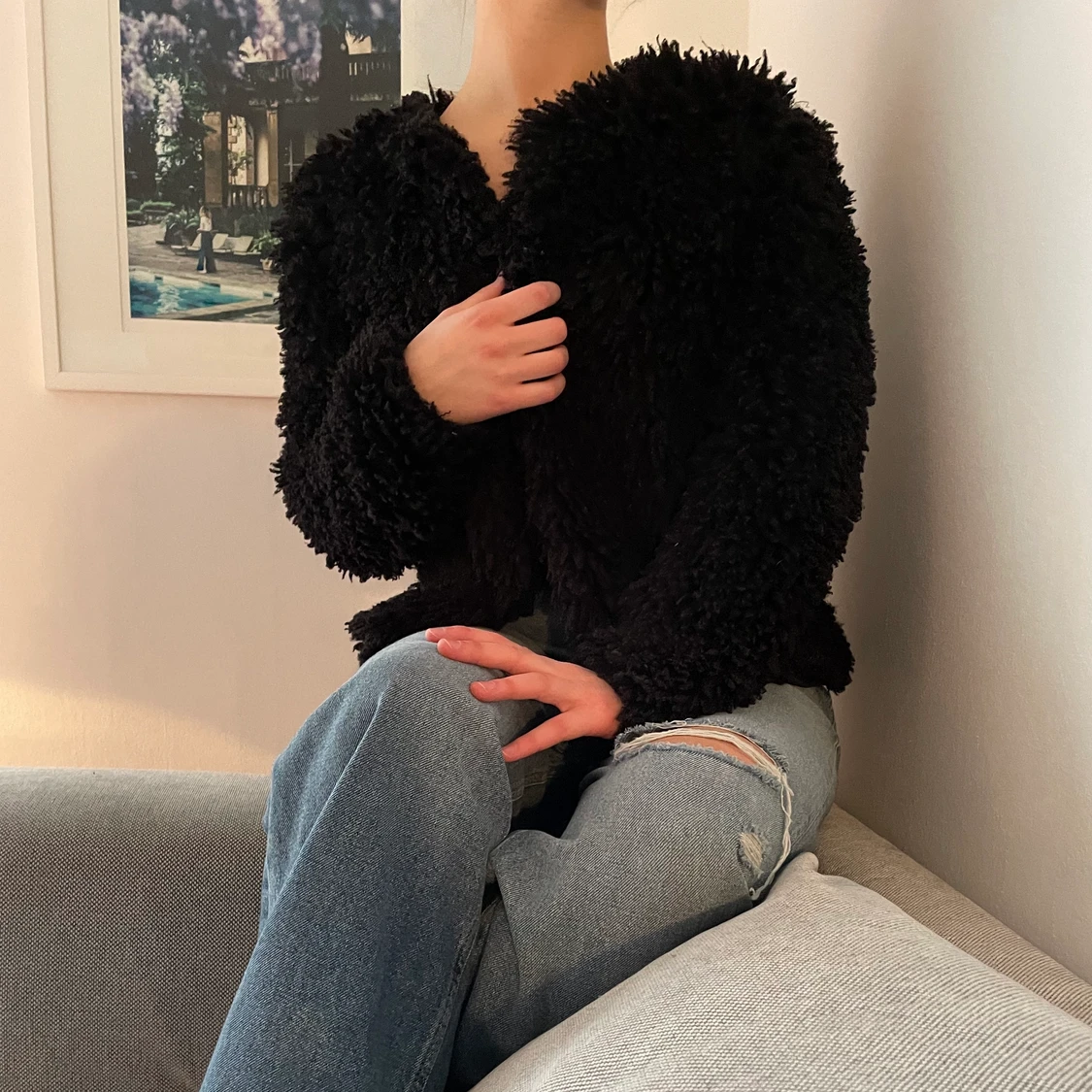 Lurvig svart kofta/jacka🖤 