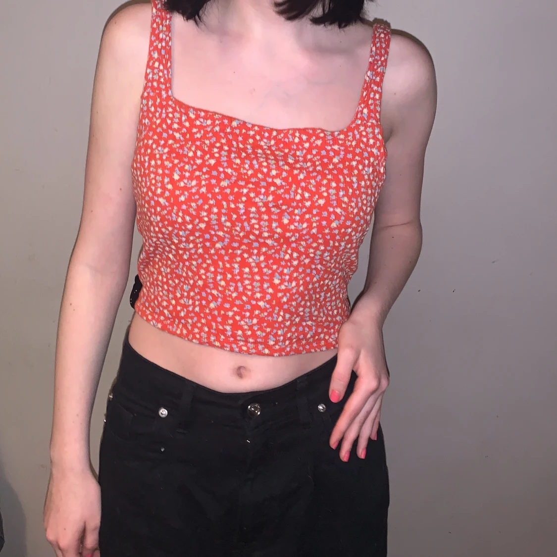 Tank topp röd blommig