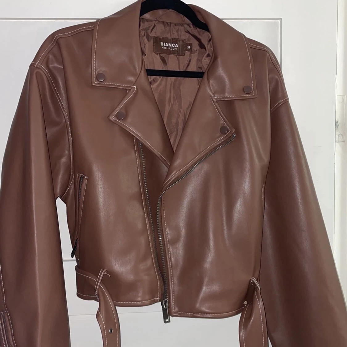 Brun skinnjacka - 90