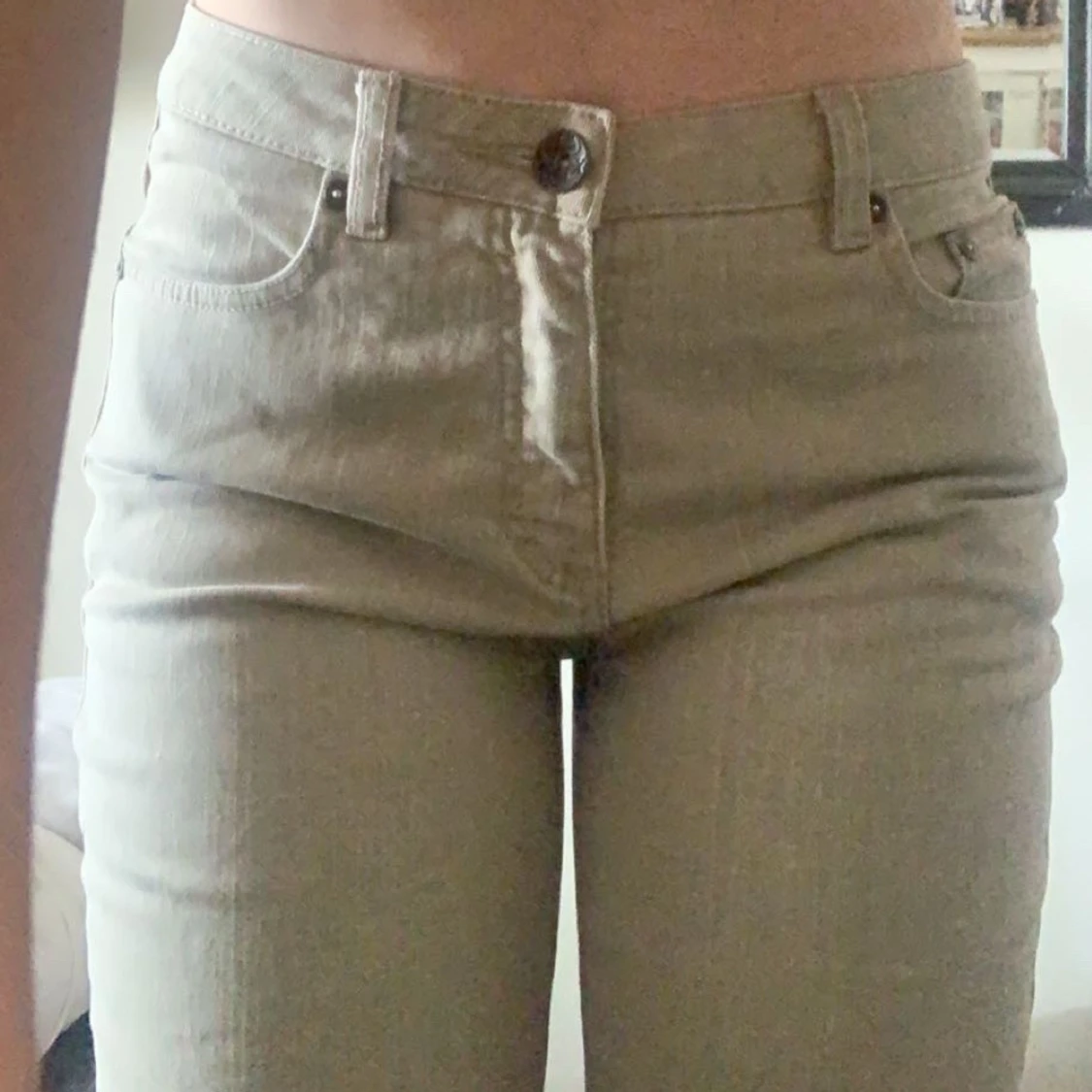 beiga bootcut byxor - 90