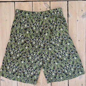Zara Bermuda Shorts - Flowy silk shorts; size S; never worn; blue green white pattern 