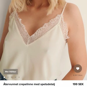 Linne med spets - Ljusgult/beige spetslinne från NA-KD, använt 2 ggr💕