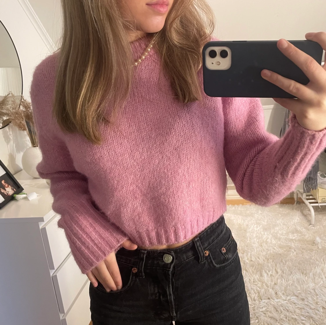 Rosa stickad tröja  - 91