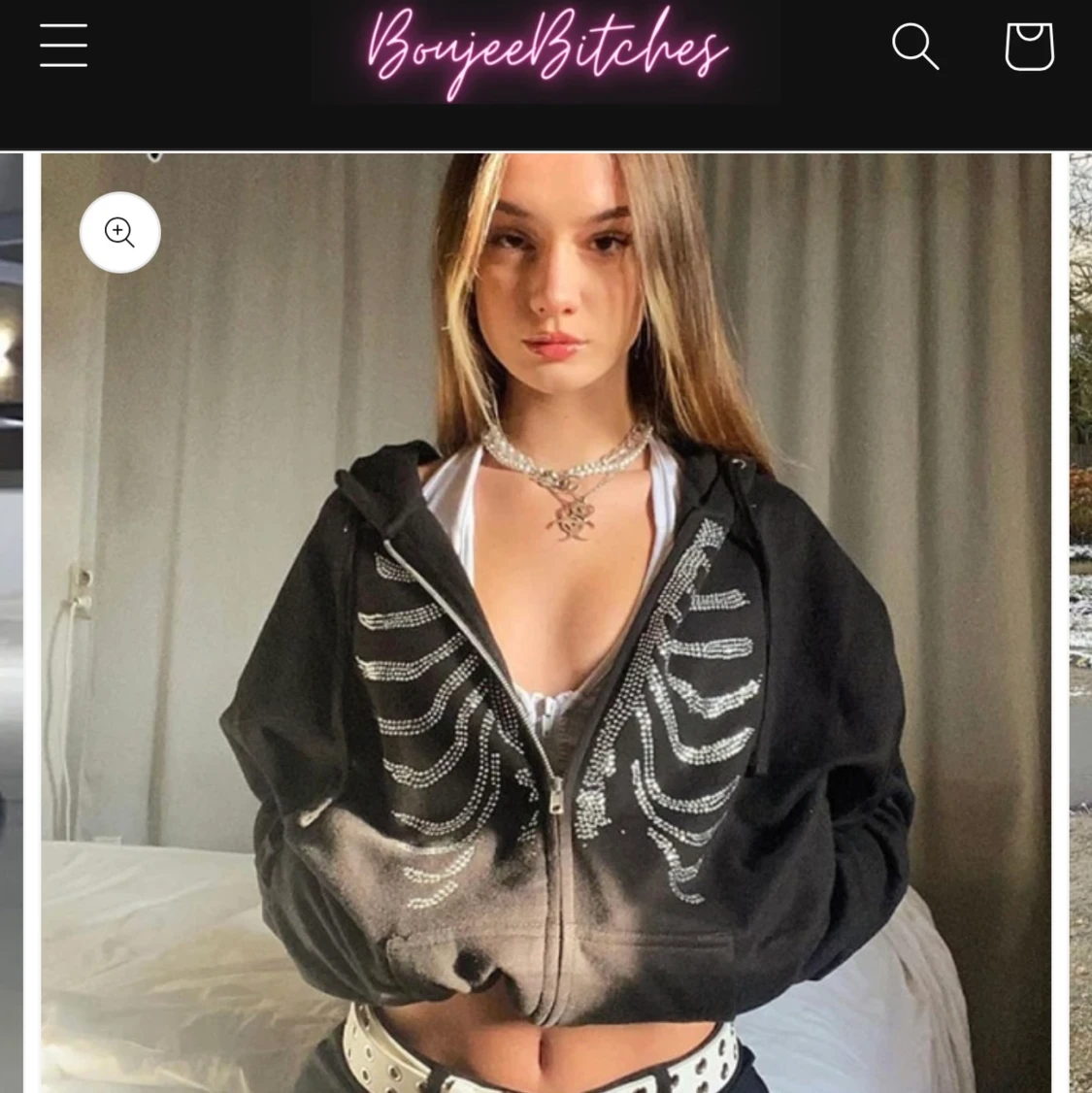 Rhinestone skull hoodie - 90