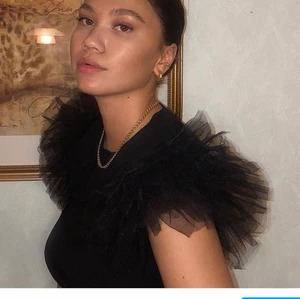 Topp - Jättefin svart topp med korta ärmar med tylldetalj, använd nån enstaka gång, hör av er vid frågor