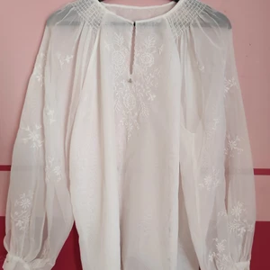 Sheer tröja - Fin tröja i sheer material. Blomster broderi över olika delar. Sparsamt använd. Hund finns i hemmet