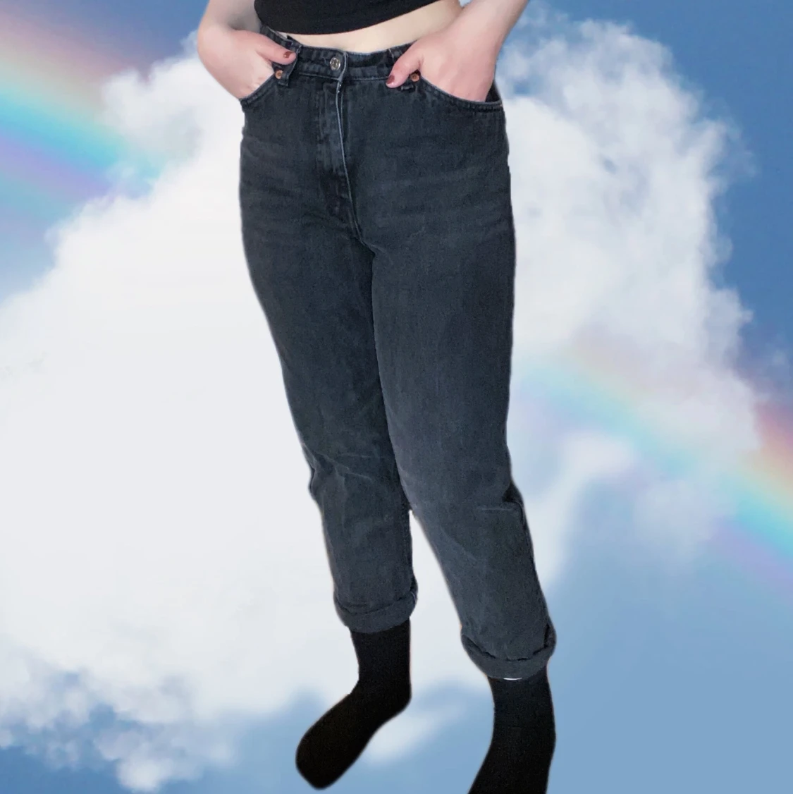 Svarta mom jeans strl 27