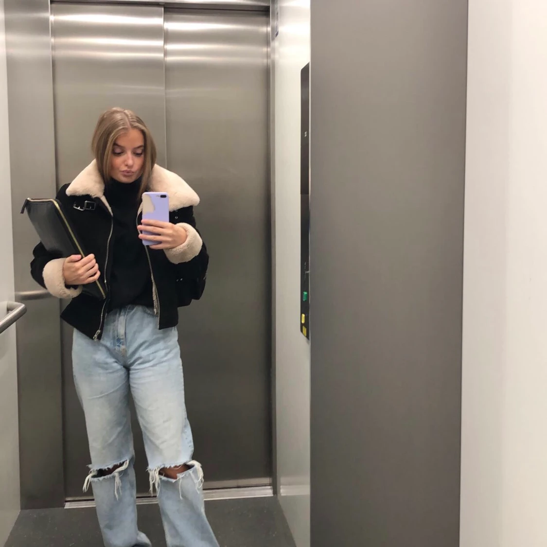 Bikerjacka med päls