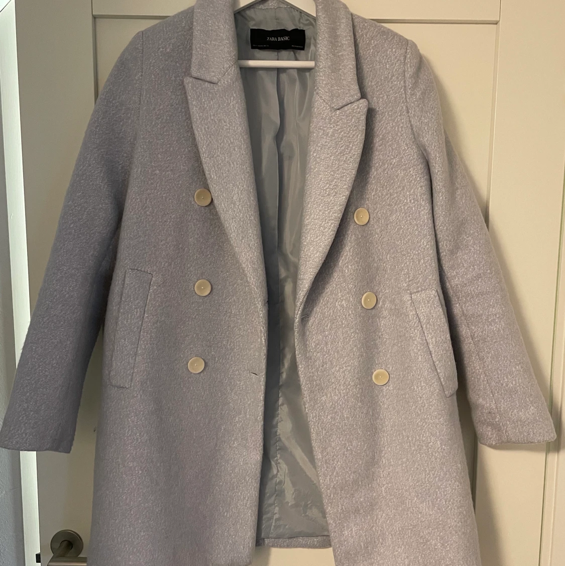 Ljusblå/grå kappa - 90