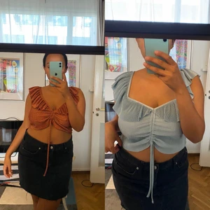 Toppar från Zara - Två toppar från Zara. Antingen kan man köpa en för 120kr eller båda för 200kr. Ena är röd med prickar och den andra är ljusblå💓 Bägge är i storlek L.