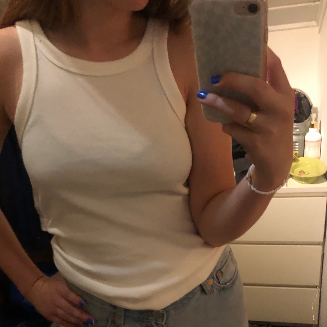 Vitt/creme vit linne