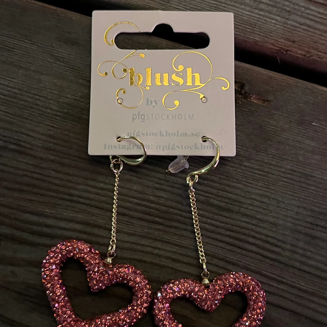 Örhängen glitter hjärtan Blush