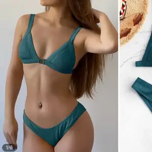 Blå bikini köpt från ZAFUL. I nyskick endast provad, storlek S med reglerbara axelband samt knäppe fram😇 80kr exklusive frakt