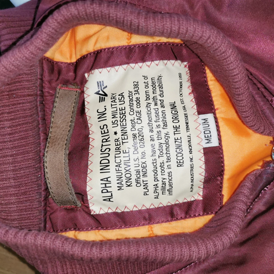 Alpha industries bomberjacka, burgundy/röd - 91