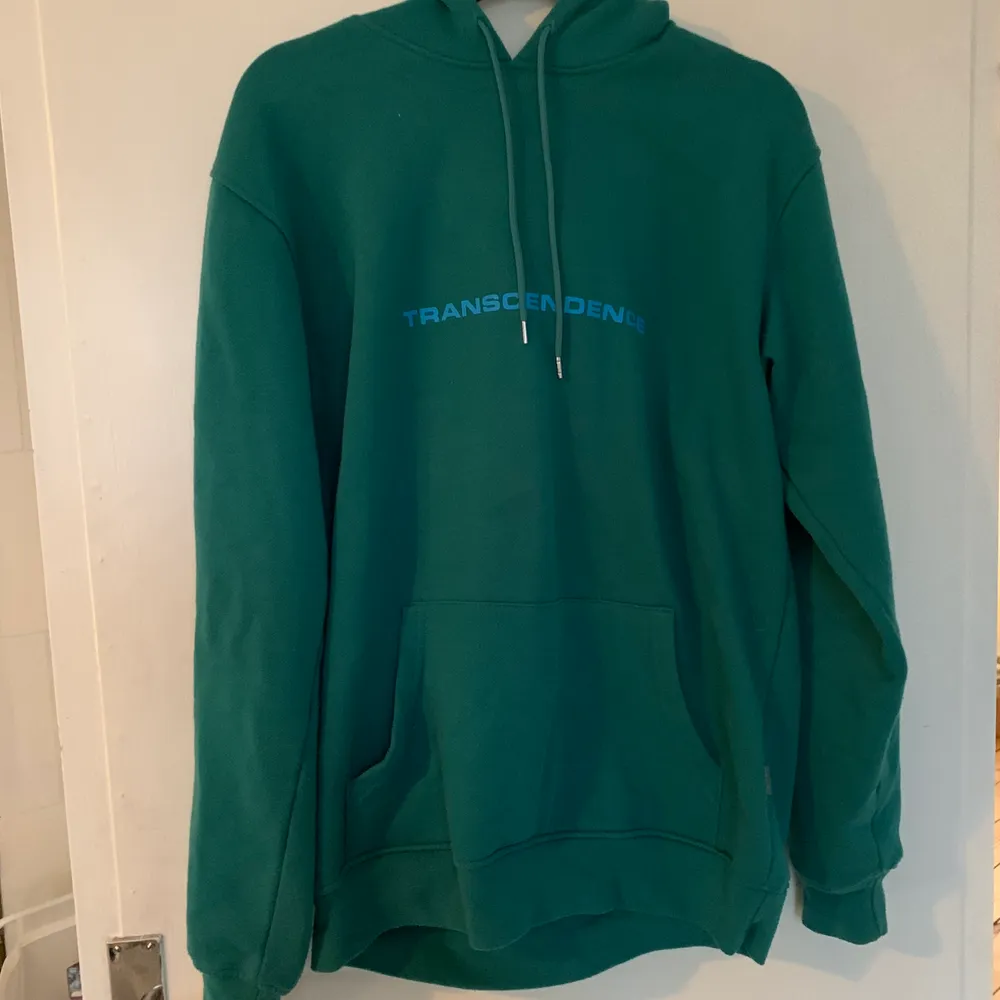 mörkgrön/mörkturkos hoodie med blått tryck från junkyard, storlek S. nypris 299kr, fint skick. frakt ingår! 🤎. Hoodies.