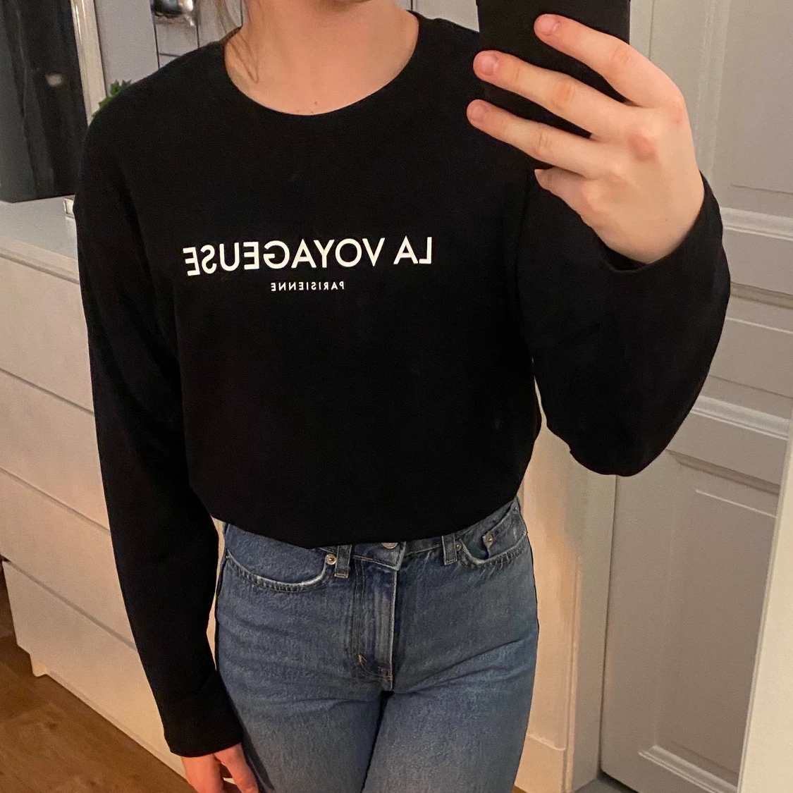 Svart långärmad tröja, oversized  - 91