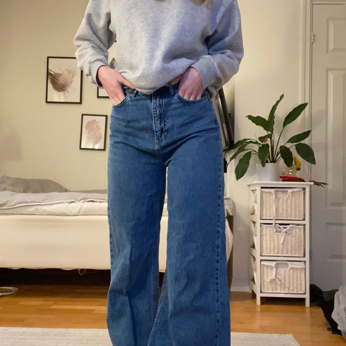 Blåa vida jeans - 90