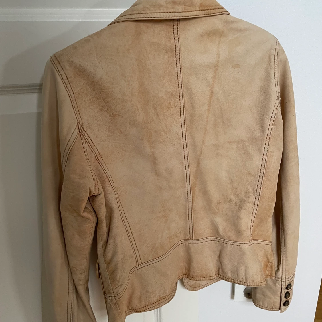 Vintage beige läder kavaj - 90