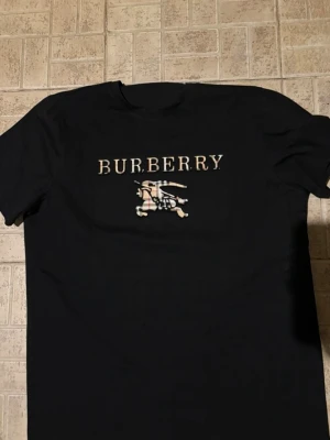 Svart Burberry t-shirt med logga - Fick som en julklapp men den passar inte så bra, den är storlek M men passar mer som storlek S. Annars är den perfekt, helt ny och oanvänd