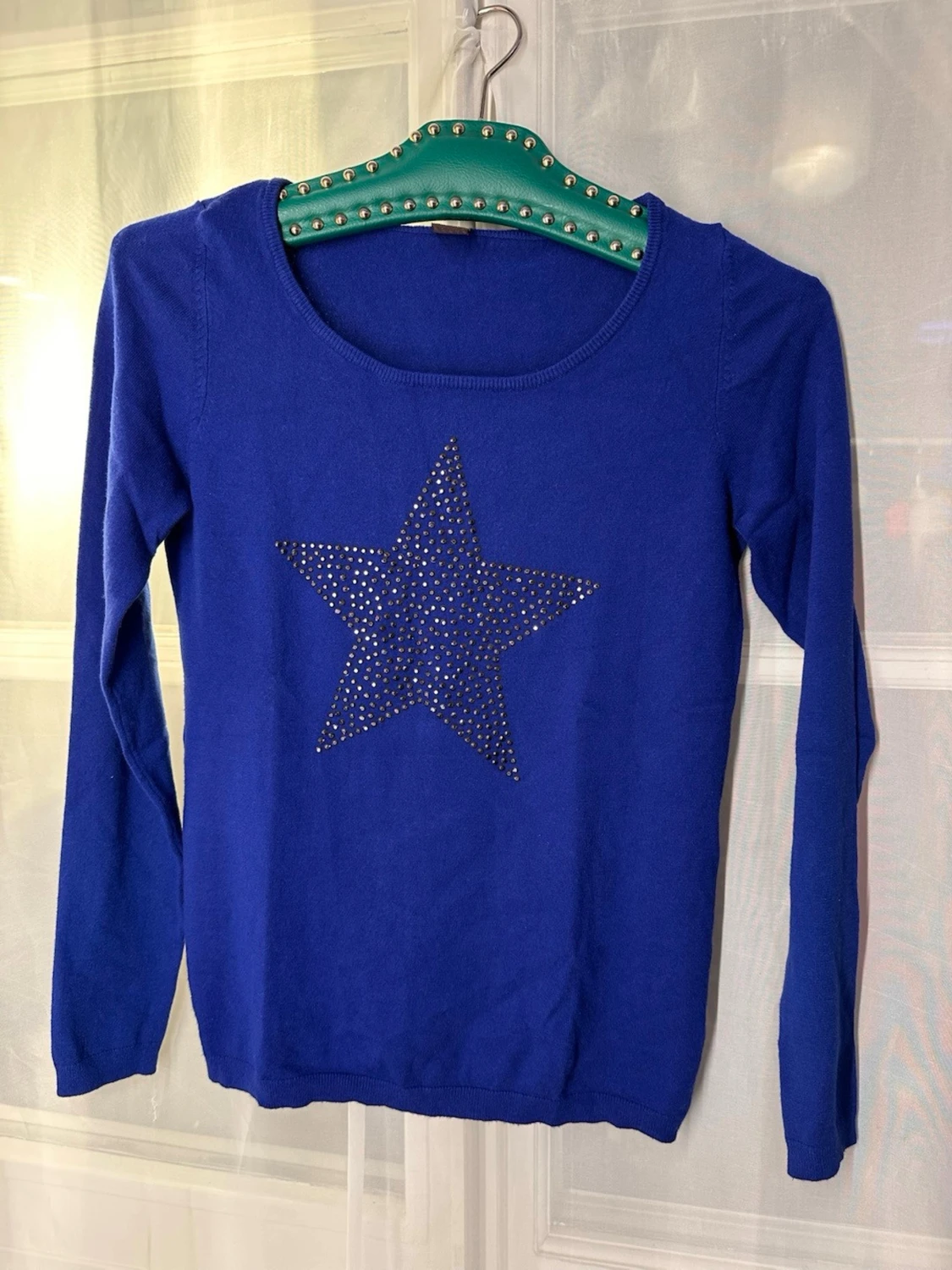 Kornblå offshoulder topp med stjärna - 5