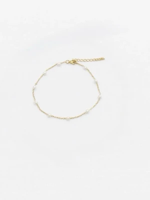 Guldigt  armband med små pärlor - Justerbar 