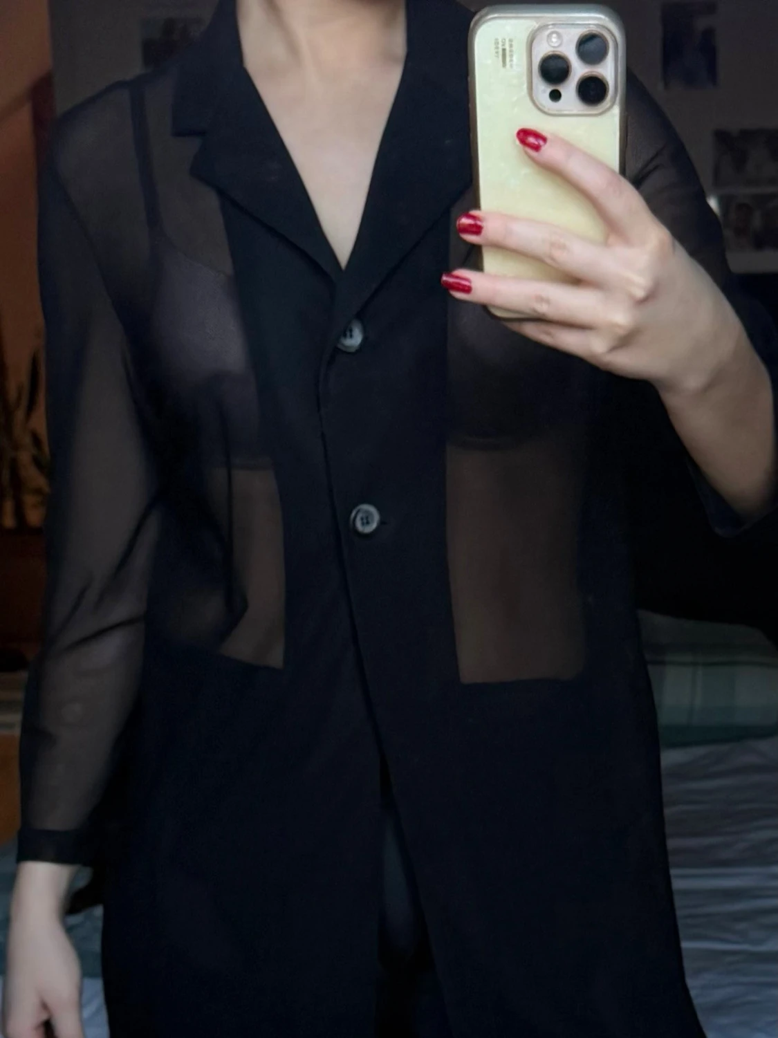 Svart transparent långklänning