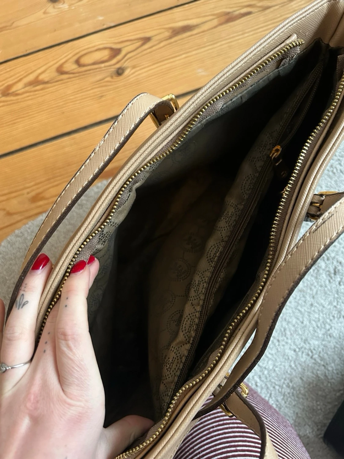 Beige handväska  - 5