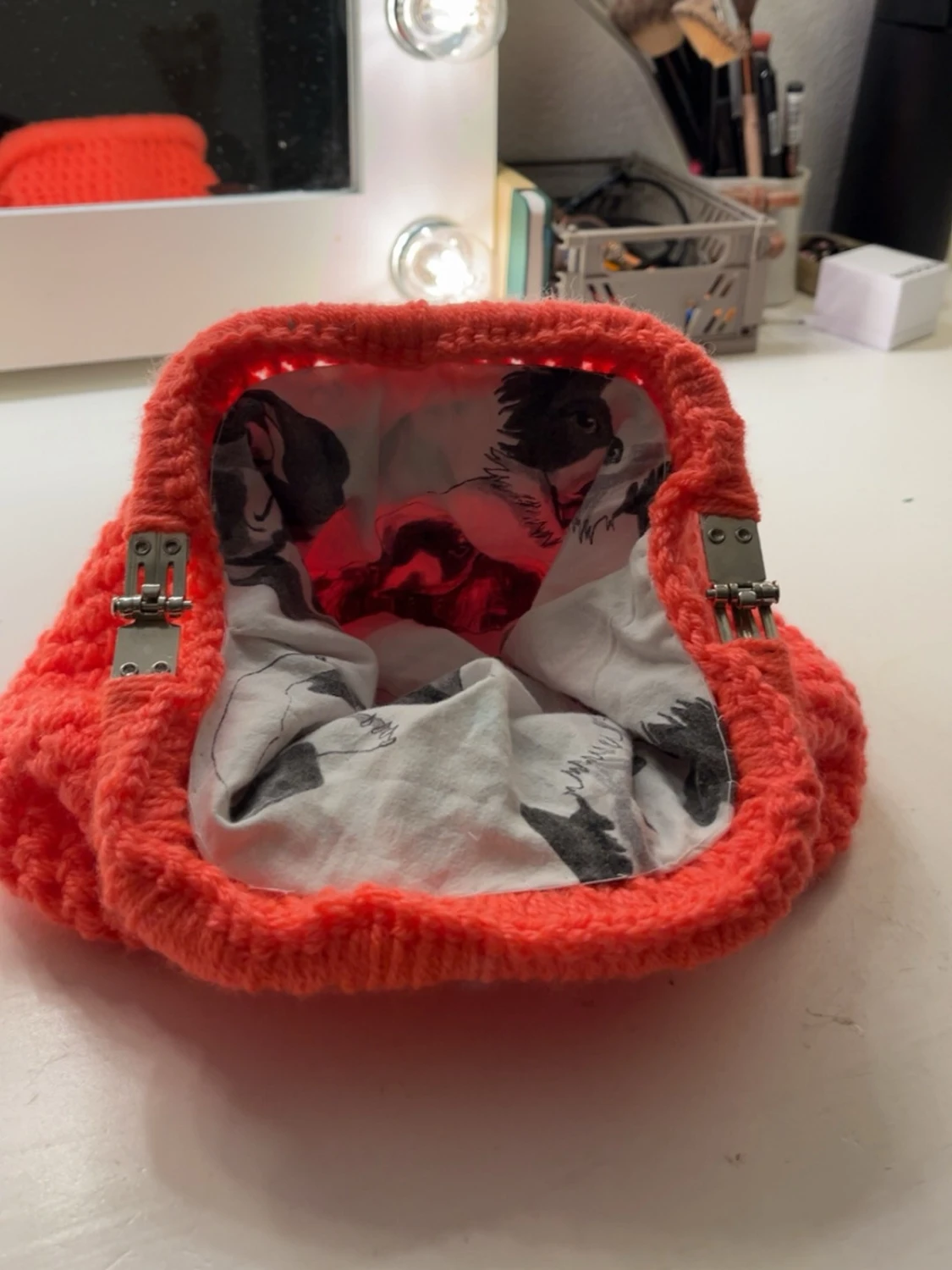 Handvirkad orange kuvertväska - 2