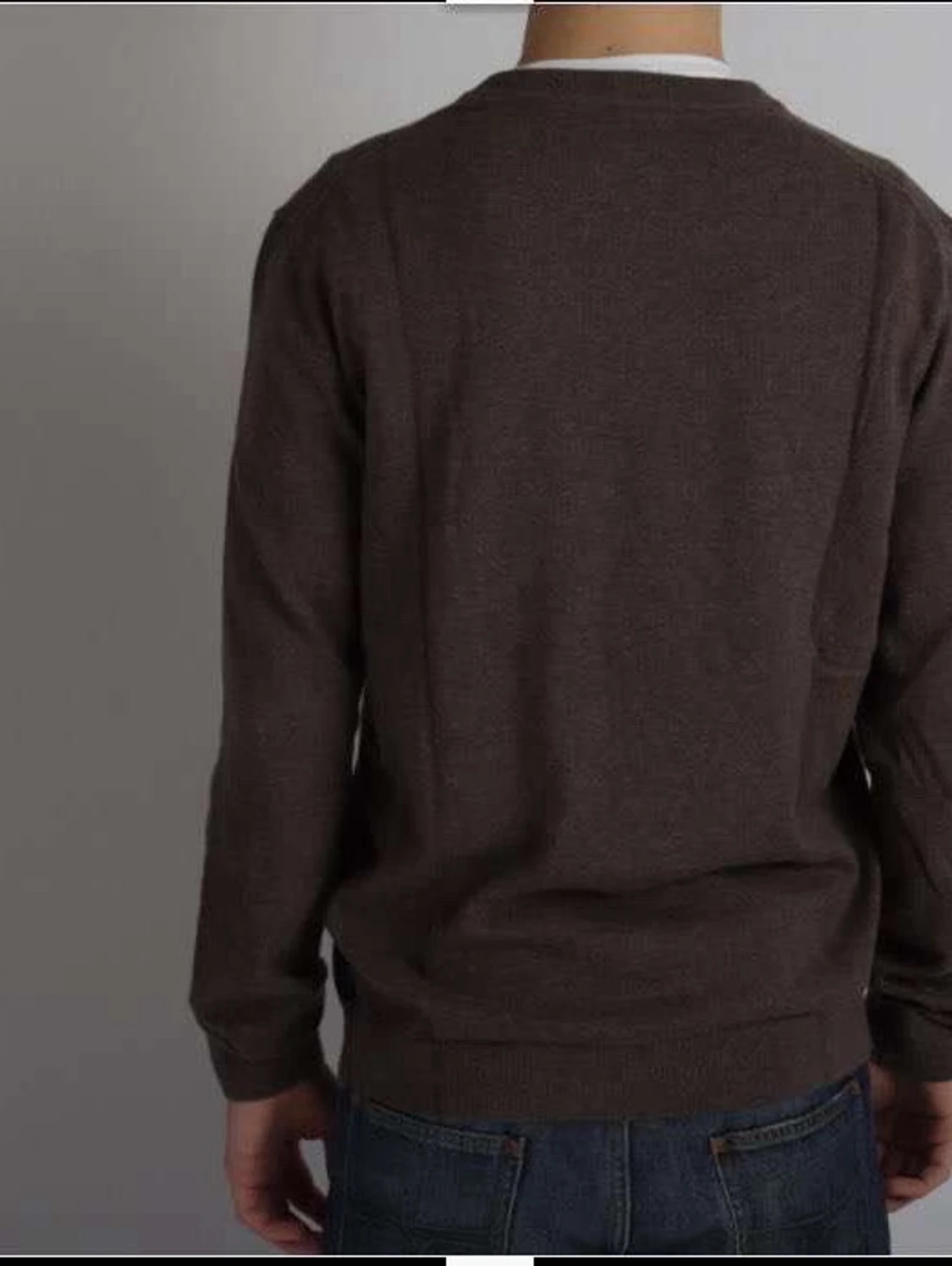 Brun kashmir stickad tröja med rund hals - 1