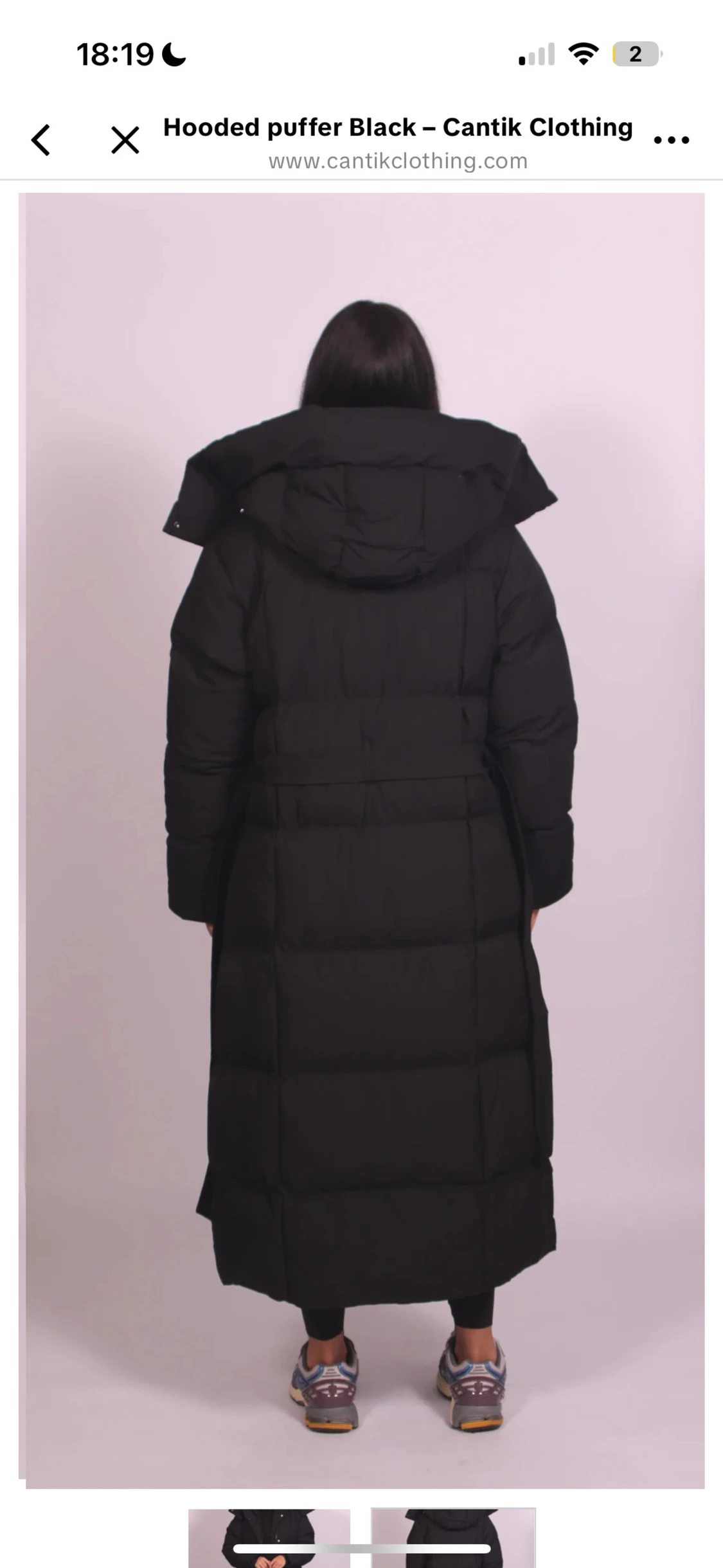 Svart lång pufferjacka med huva - 5