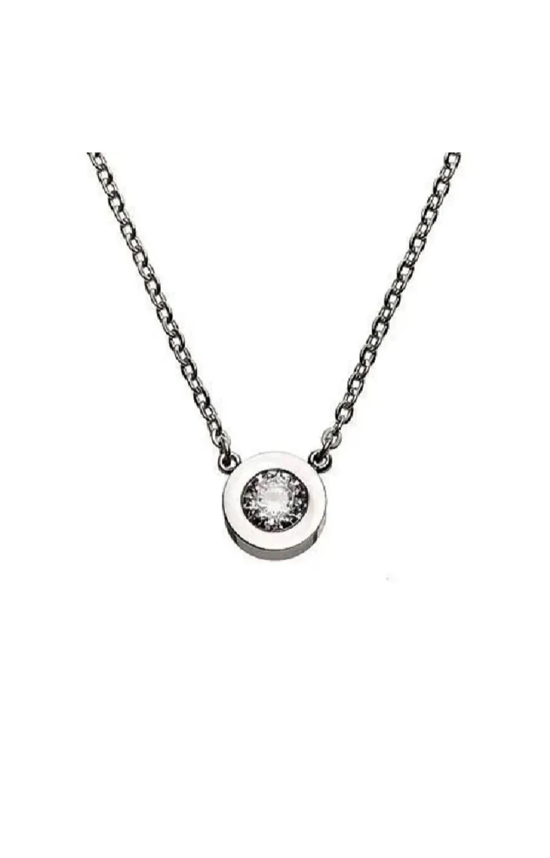 Edblad Silverhalsband med rund klar sten