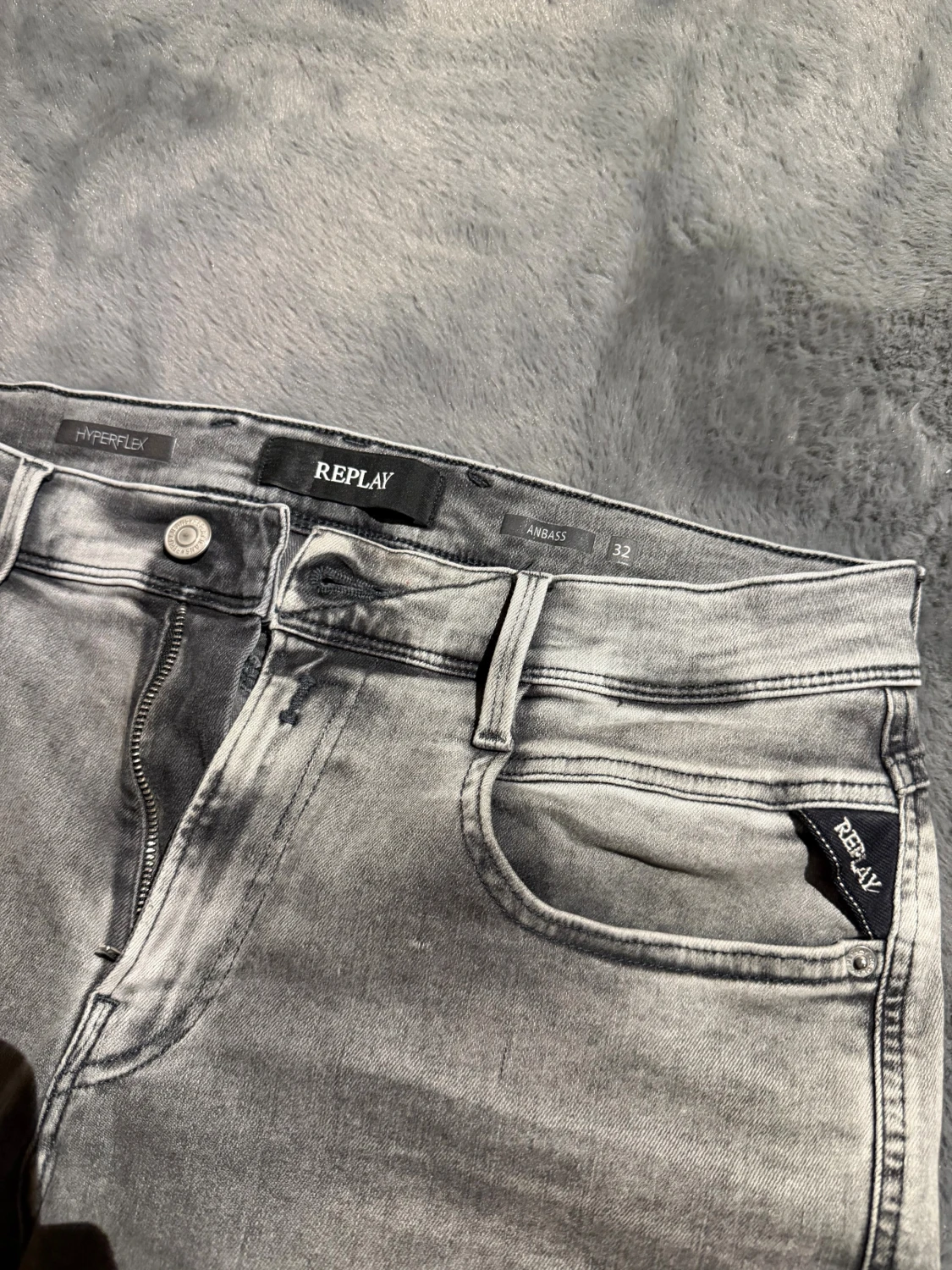 Replay Hyperflex Anbass grå jeans 32/32. - 3